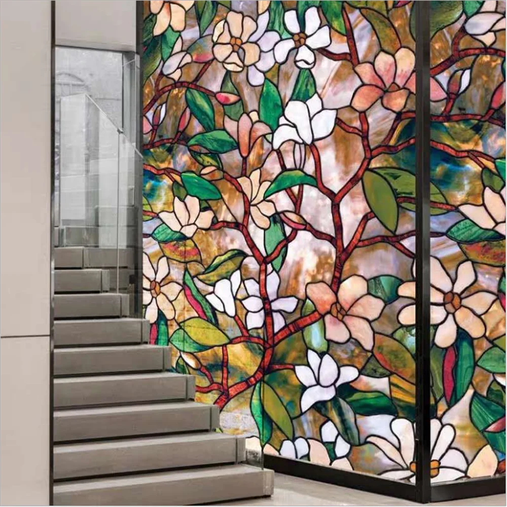 YaJing Privacy Window Film Stained Glass Vinyl Static Self Adhesive Film Frosted Decor GlassSticker Heat Control Decal for Home