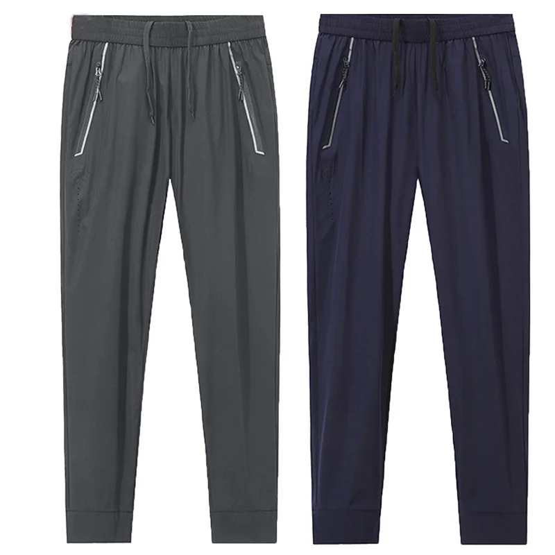 Big size L~8XL summer men`s Ice silk fabric sports sweatpants Slim Stretch Loose pant men Military Waterproof Quick Dry trousers Big size L~8XL summer men`s Ice silk fabric sports sweatpants Slim Stretch Loose pant men Military Waterproof Quick Dry trousers