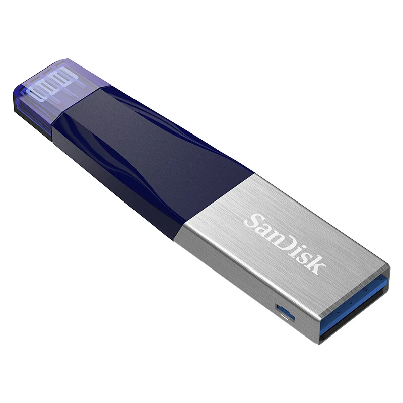 Флеш-накопитель sandisk USB iXPAND 3,0 OTG 32 Гб 64 ГБ, флеш-накопитель Lightning на металлическую ручку 128 ГБ, u-диск для iPhone, iPad, iPod, карта памяти - Цвет: Синий