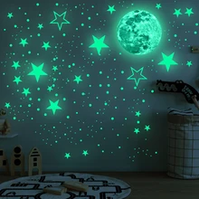 Étoiles 3D phosphorescentes, 435 ou 930 pièces, Stickers muraux lumineux, lune, lueur dans la nuit, pour chambre d'enfants, décoration de la maison