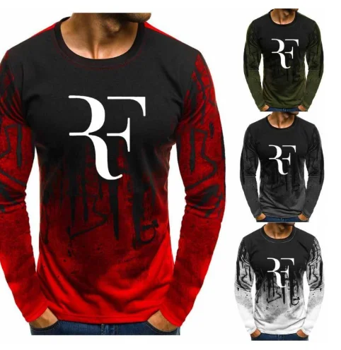 Мужская одежда для RF Роджер Федерер градиентный пуловер с круглым вырезом модная