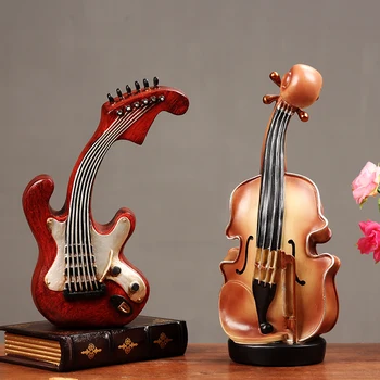 

European Vintage Violin Resin Decoration Home Living Room TV Cabinet Bar Musical Instrument Handicraft Equipment Ornaments