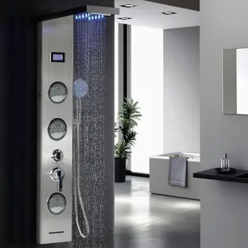 

Column Shower Panel LED Multi-functional Stainless Steel Single Handle Shower System Bathroom Set for Bathroom HWC