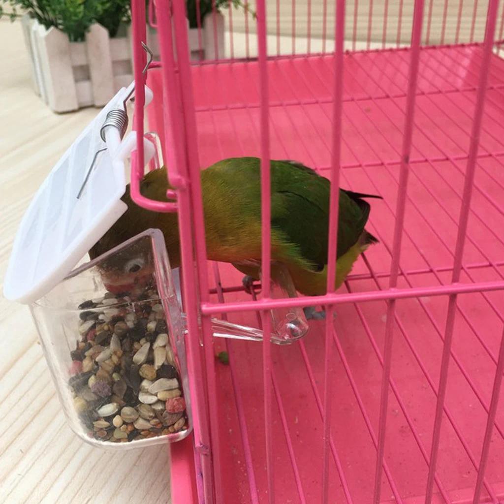 No Mess Split Bird Feeder - Seed Food Feeding Container with Perch Cage Accessories