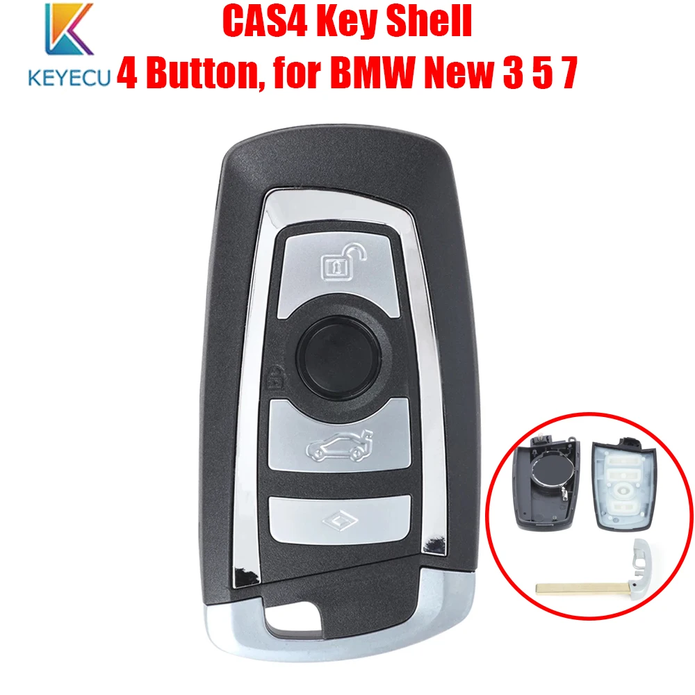 Чехол KEYECU для дистанционного ключа с 4 кнопками + вставное лезвие BMW CAS4 3 5 7 серии 2012