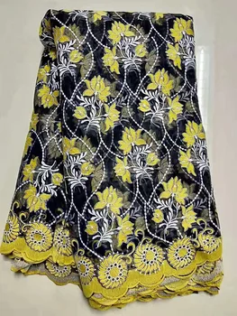 

Latest African Milk Silk Applique Lace Fabric High Quality French Mesh Lace Fabric with Stones Milk Silk for Nigerian Dress AC18