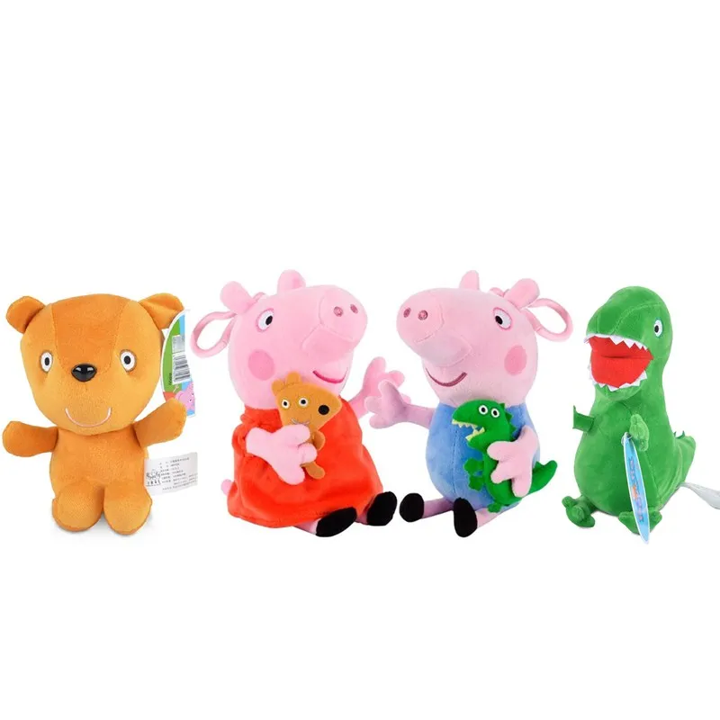 19cm 4 шт./компл. Пеппа свинка Джордж» Мягкие плюшевые игрушки 19/30 см со Свинкой Пеппой; Семья вечерние куклы Рождественский подарок на год для девочек оригин - Цвет: 19cm