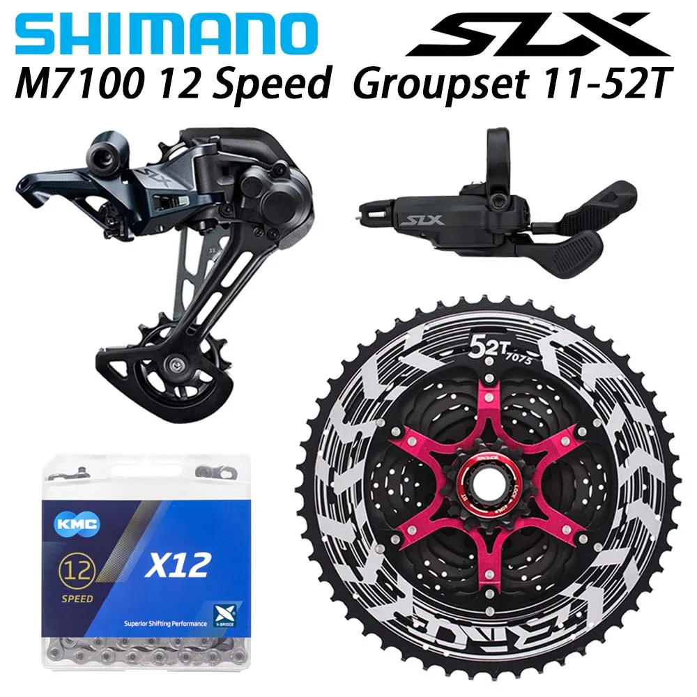 M7100 X12SL 11-52T SHIMANO DEORE SLX M7100 комплект горного велосипеда MTB 1x12-Speed 52T SL+ RD+ zracing+ KMC X12 M7100 переключатель заднего хода - Цвет: M7100 X12SL 11-52T