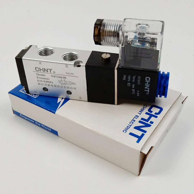 CHNT V�lvula Solenoide de 5 puertos Original CHNT neum�tica N4v210-08 2 posiciones 24 V 220 V N4V210-08
