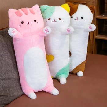 80cm Kawaii 3 colores almohada gato de peluche juguetes de peluche de pausa cojín para siesta para oficina cama almohada casa decoración regalo muñeca para niños Niña 1