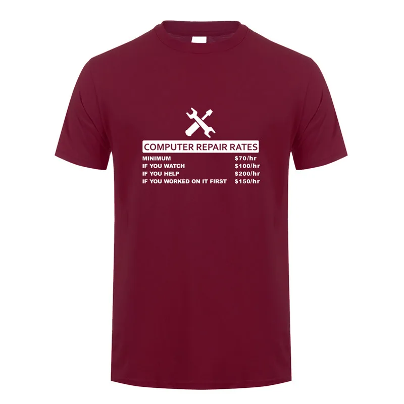 Забавная футболка с компьютерным принтом, летняя мужская футболка с коротким рукавом и круглым вырезом, хлопковая футболка, топы с компьютерным ремонтом, Мужская футболка, OZ-154