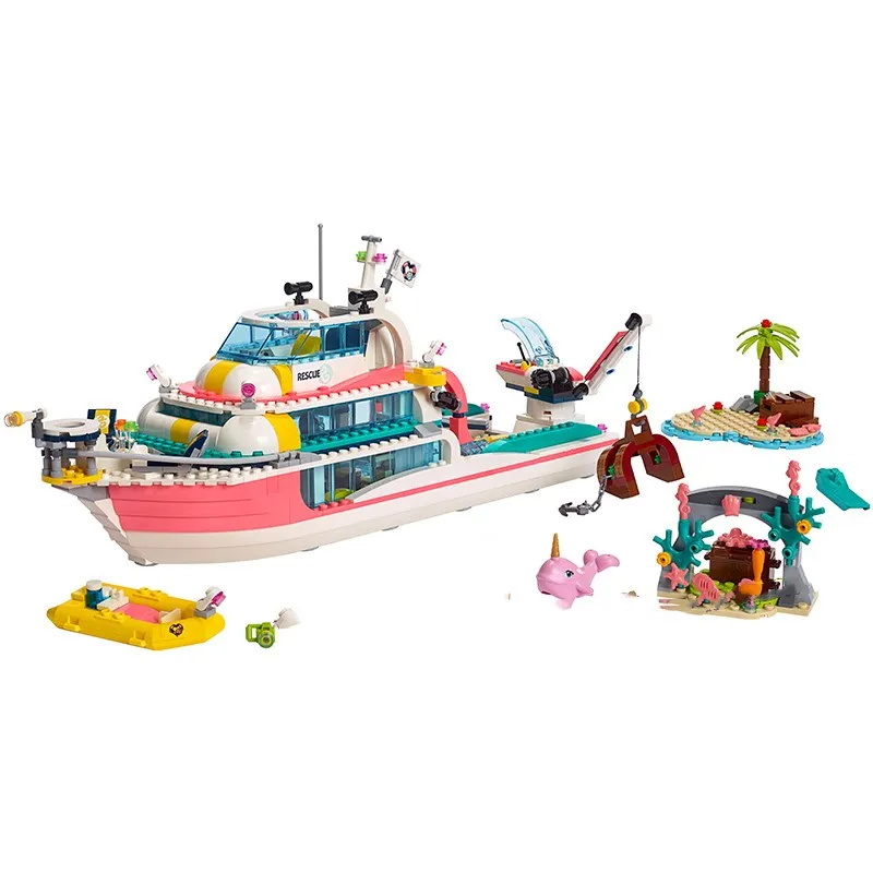 

Lepining Friends Cruise Vessel Ship 41381 Building Blocks Toys For Girl Dolphin Yachts Cruiser Rescue Center Large Yacht Club