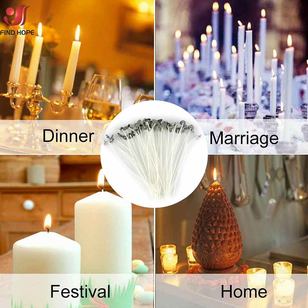 100Pcs/set Candle Wicks Smokeless Wax Pure Paraffin Core 2.5/9/15/20cm DIY Candle Making Pre-waxed Wicks For Party Supplies