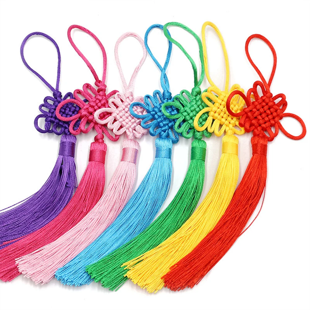 12cm Chinese Knot Silk Tassel Brush Fringe Phone Satin Tassels Pendant For Crafts DIY Home Decor 2pcs/lot tassel fringe,tassel decoration,tassel accessories,tassel trim,mini tassels,silky floss tassels