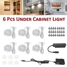 2,5 Вт 100-240 в 6 круглый светодиодный светильник под шкаф алюминиевый светодиодный дисплей чехол светильник s для кухонной столешницы шкаф шайба светильник s