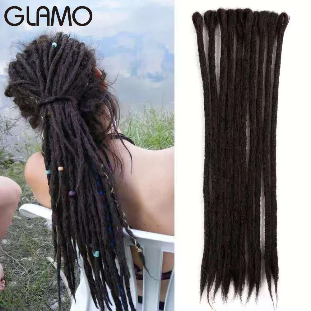 

GLAMO 20 Inch Handmade Dreadlocks Crochet Hair 1strands/pcs Synthetic Ombre Braiding Hair Extensions For men Women Bulk Hair