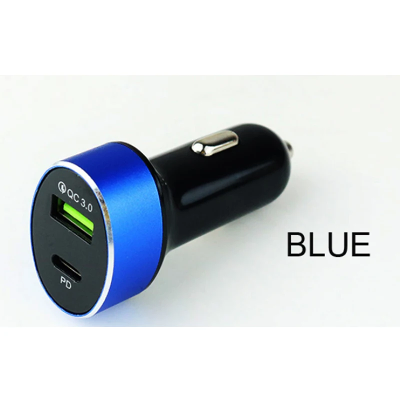 Blue 1pc Автомобильное зарядное устройство USB type C, разветвитель для прикуривателя QC 3,0, разъем для быстрой зарядки телефона type C, порт для зарядки, адаптер питания, аксессуары - Название цвета: Blue 1pc