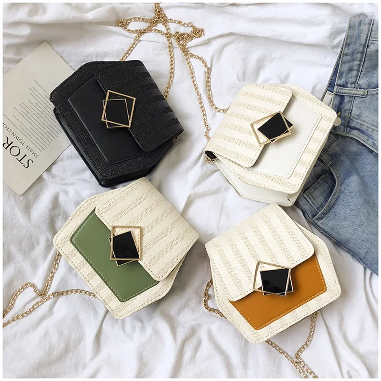 

Super Fire Red Bag Women's 2020 New Style Fashion Weaving Chain Square Sling Bag Textured Versatile Shoulder Oblique