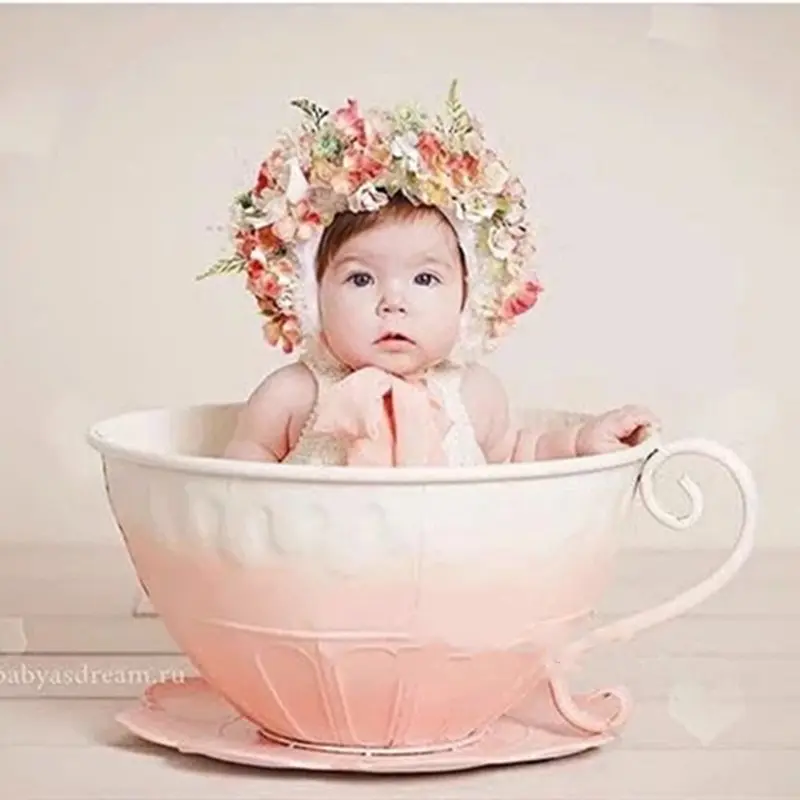 Детская фотография Реквизит железная корзина чайная чашка Fotografia аксессуары Infantil для малышей студия съемки реквизит для фотосъемки подарок для душа - Цвет: 7