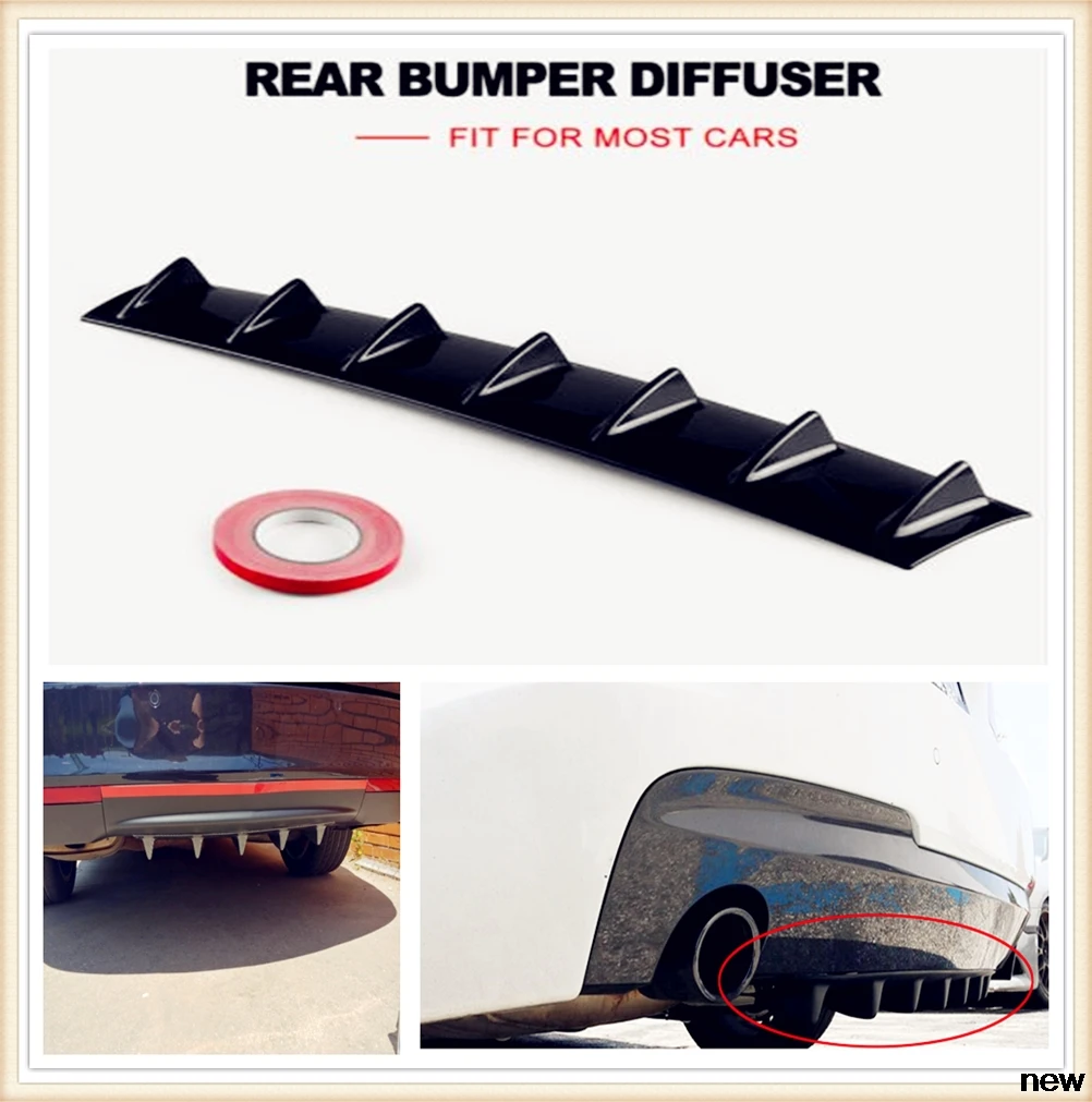 

car Rear Bumper Lip Diffuser Fin ABS air shark for Mercedes Benz GLC63 GLA45 GLA G650 E63 E-Class A170 A B C E S Class