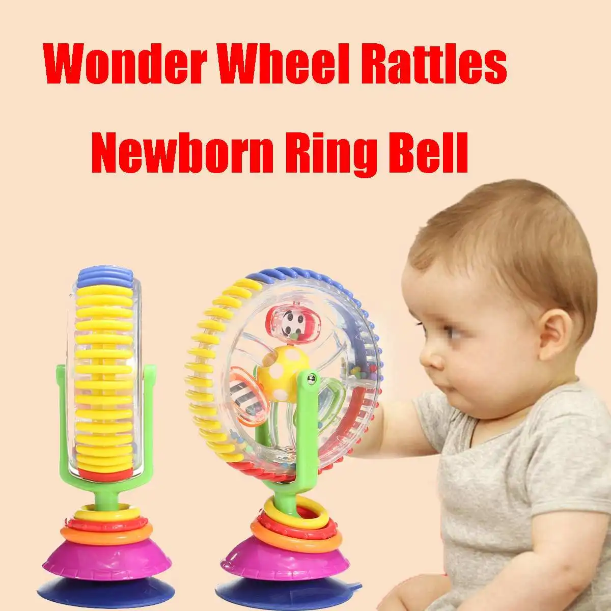 

Sucker Wheel Rotating Ferris Rotating Windmill Rattle Baby Infant Highchair Toy Lovely Beads And Sound Attract Baby's Attention