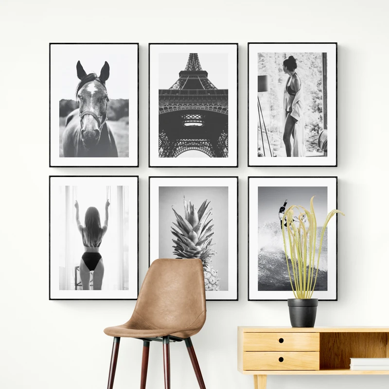 Nordic Black and White Marine Photography Art Print – Sexy Nude Women