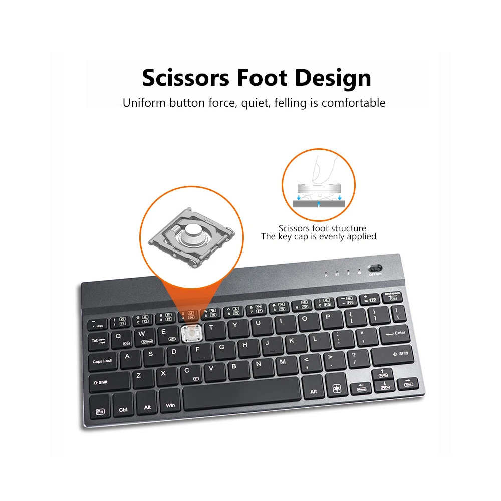 AVATTO 4mm Super Slim Aluminum Alloy 7 Color Backlit Mini Bluetooth Tablet Keyboard For Android, Mac iOS, Windows Tablet Phone