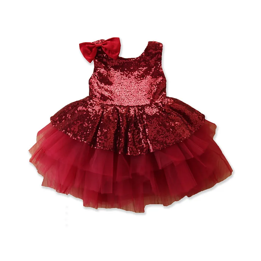 1-5Years/Kids Summer Clothes Baby Girls Dresses Fashion Lace Sleeveless Ball Gown Bow Princess Dress Children Clothing BC1795-1