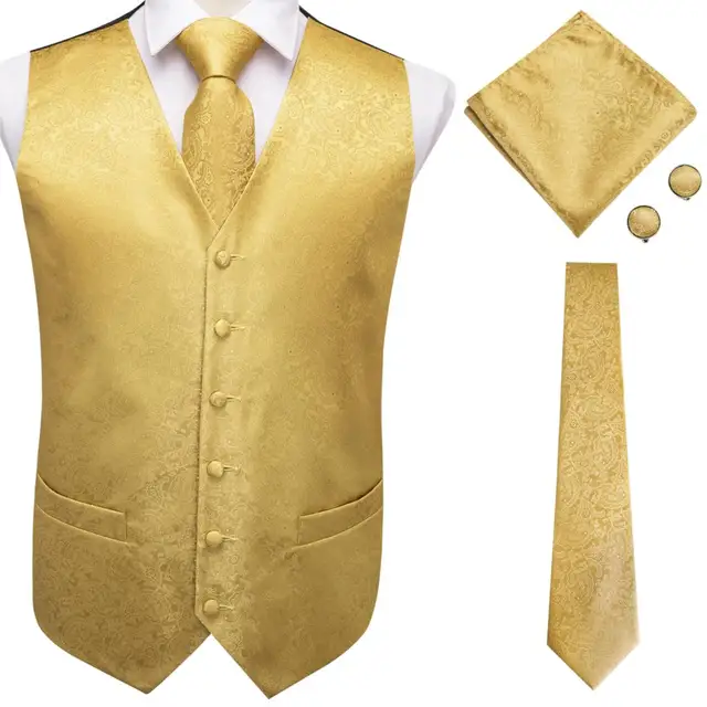 Hi-Tie 20 Color Silk Men's Vests and Tie Business Formal Dresses Slim Vest 4PC Hanky cufflinks for Suit Blue Paisley Waistcoat MS-0009