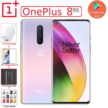 

2020 original Global OnePlus 8 5G mobile phone 8G/12G RAM 128G/256G ROM Snapdragon 865 6.55" 90Hz 48MP Camera NFC 30W Cell hone
