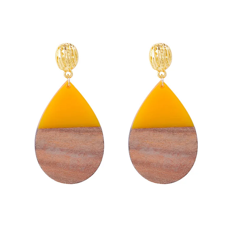 

New Handmade Vintage Wooden Earring Women Geometric Round Long Dangle Earrings Jewelry Water Drop Classic Brincos Vintage