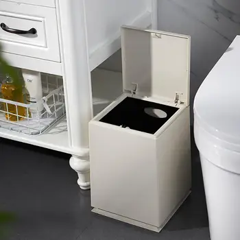 

21*22.5*31.5cm Square Shape Pressing Type Trash Can With Bounce Cover Bathroom Waste Bin Garbage Bucket Holder Storage Container