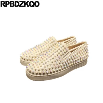 

flats brand slip on rivet round toe ladies chinese designer shoes women luxury 2019 high quality spring autumn stud runway white