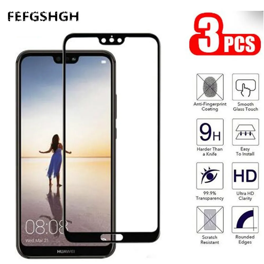 Закаленное стекло с полным покрытием для Huawei P20 Lite Nova 3e Защитная пленка экрана 9H on