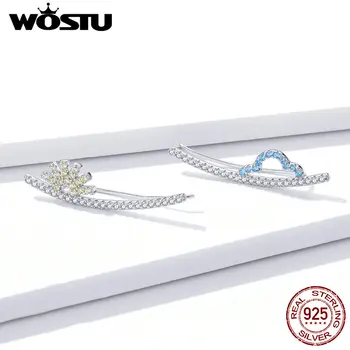 

Wostu Stud Earrings 925 Sterling Silver Long Stud Earrings Cloud and Sun Ear Pins fashion jewely for Women New Design FNE386
