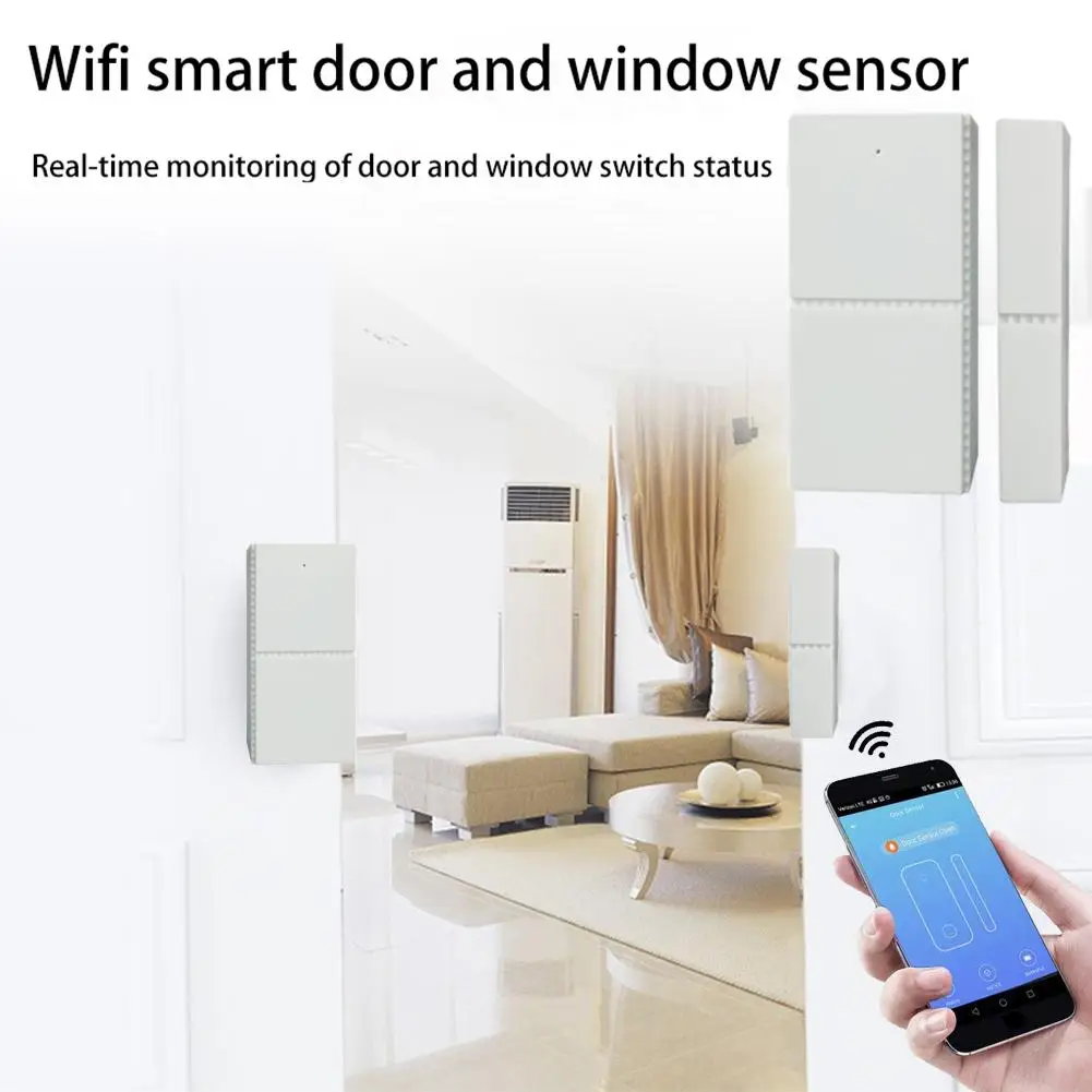 Smart Door Windows Sensor WiFi Door Alarm Phone APP Alert For Personal Security Home Automation Doorbell For Alexa Google Home