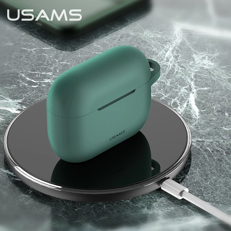 USAMS чехол для наушников для Airpods Pro, чехол для наушников, высокое качество, мягкий силиконовый простой защитный чехол с крючком