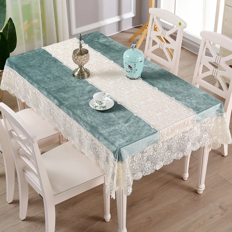 

High Grade Lace Round Table Cloth European Rectangular Cover Cloth TV Cabinet Cover Towel Dust Cloth Household Table Flag