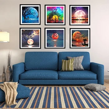 

5D DIY Diamond Painting Moon Full Square Diamond Embroidery Landscape Cross Stitch Mosaic Sale Home Decoration Night Moon