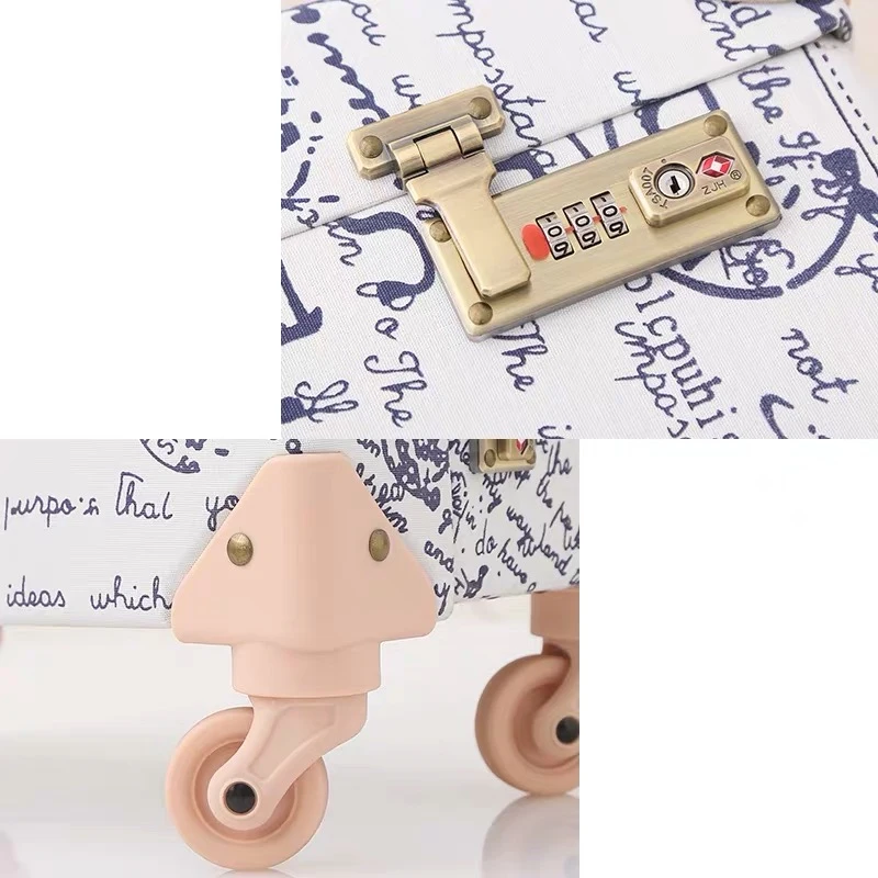 New Women 2PCS/SET Retro Trolley Suitcase mala Rolling Luggage sets,Men Vintage Travel suitcase with Cosmetic case on wheel