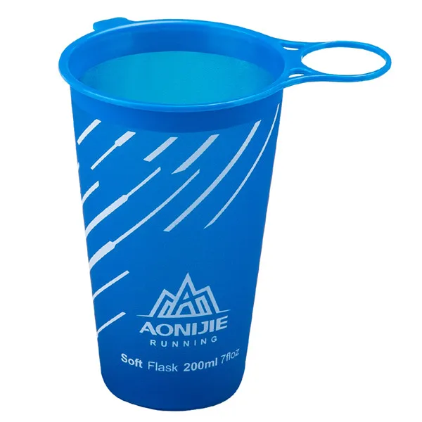 Blue AONIJIE 200 мл велосипедные бутылки для воды BPA Складная мягкая чашка для воды для спорта на открытом воздухе для марафона, велоспорта кемпинга бега - Цвет: Blue