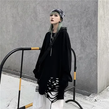 

2020 dark wind hole bottoming shirt women's new Harajuku long sleeve loose spring tide