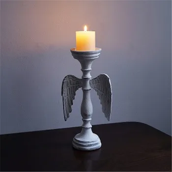 

Nordic Angel Wings Resin Candleholder Decoration Romantic Retro Style Candle Stick Living Room Dining Table Ornament X5058