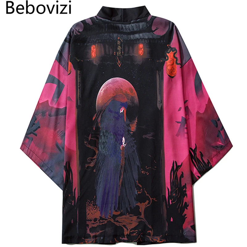 

Japanese Kimonos Casual Coat Yukata Women Men Loose Shirt Tops Demon Print Kimono Cardigan Cosplay Asian Tokyo Clothes 2021