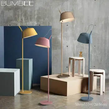 

Simple Modern Color Floor Lamp Creative Nordic Makaron Study Bedroom Living Room Lamp Floor Standing Lamps for Living Room E27