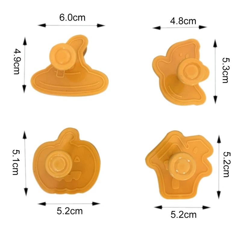 

New 4pcs/set Cookie Stamp Biscuit Mold 3D Cookie Plunger Cutter DIY Baking Mould Halloween Cookie Cutters For Kitchen Tools