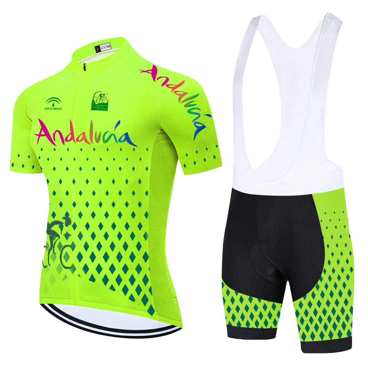 Tasa de descuento Fluo-Conjunto de Jersey de Ciclismo para hombre, Ropa de verano para bicicleta de montaña, Culotte, color verde, 2021 wxQKM7J07do
