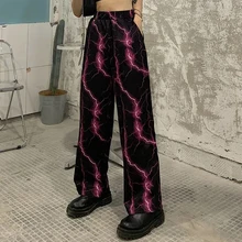 

2022 y2k new lightning high street loose casual ladies slimming drape casual wide-leg pants Oversize pants Retro Woman clothes