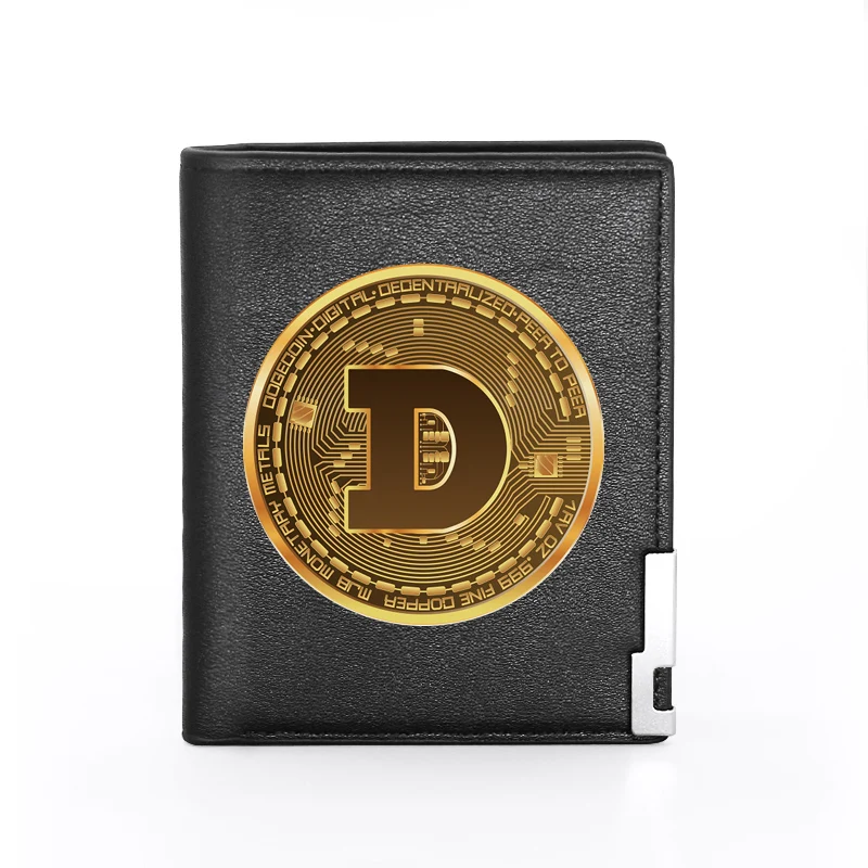 Men Wallet Leather Bitcoin Design Printing Billfold Slim Credit Card/ID Holders Inserts Money Bag Male Pocket Short Purses 