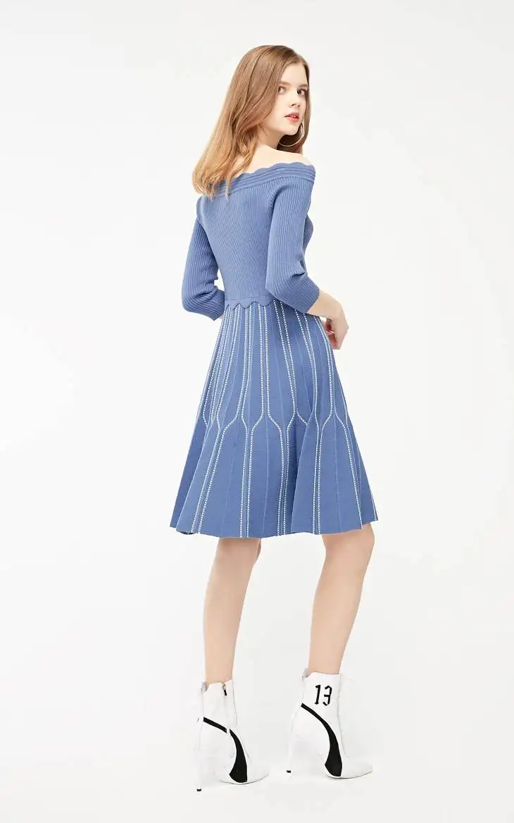 Vero Moda женское платье в полоску с вырезом лодочкой 3/4 рукавами | 319146533